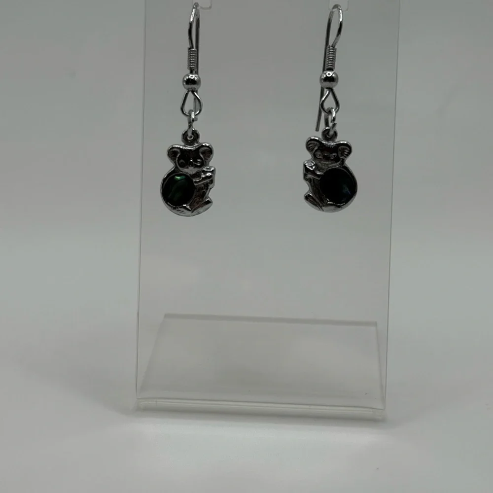 Chic Green and Silver Dangle Earrings